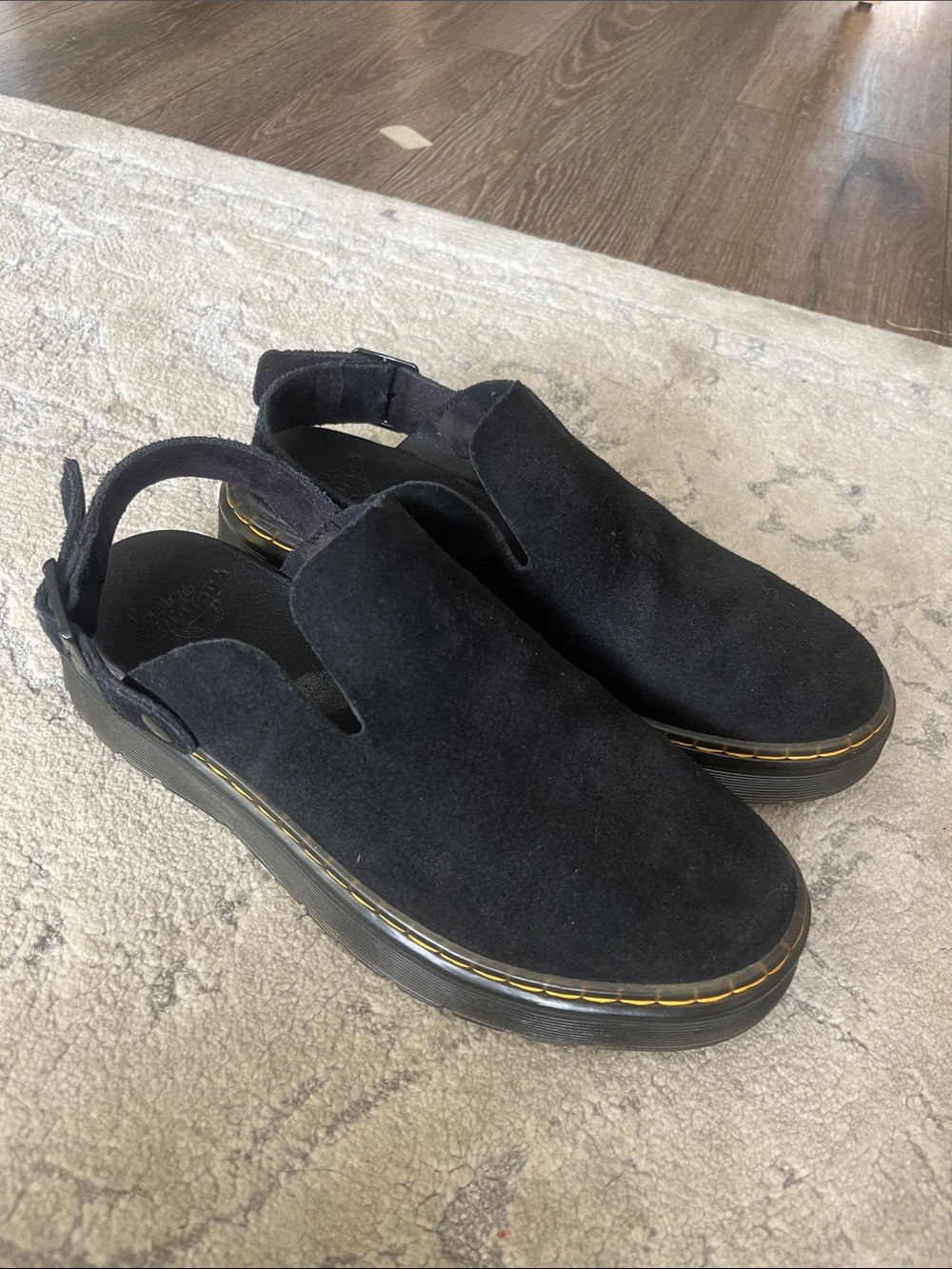 Dr. Martens Carson Black Suede Slingback Slip-On Loafers UNI SEX